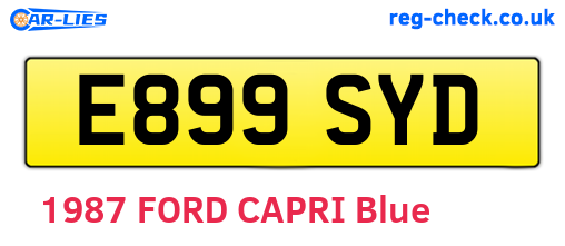 E899SYD are the vehicle registration plates.