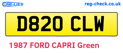 D820CLW are the vehicle registration plates.
