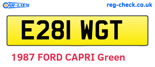 E281WGT are the vehicle registration plates.
