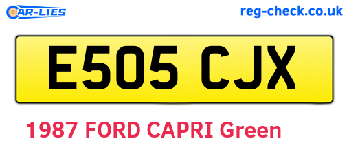E505CJX are the vehicle registration plates.