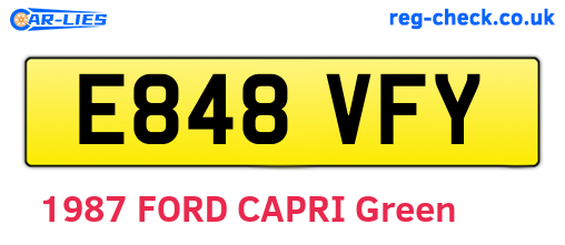 E848VFY are the vehicle registration plates.