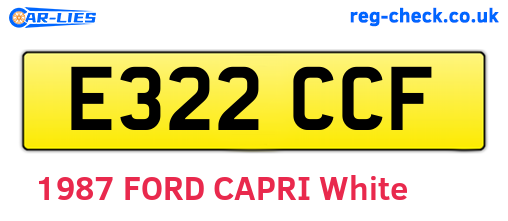 E322CCF are the vehicle registration plates.
