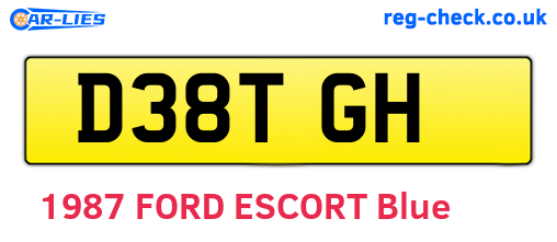 D38TGH are the vehicle registration plates.
