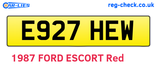 E927HEW are the vehicle registration plates.