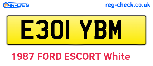 E301YBM are the vehicle registration plates.