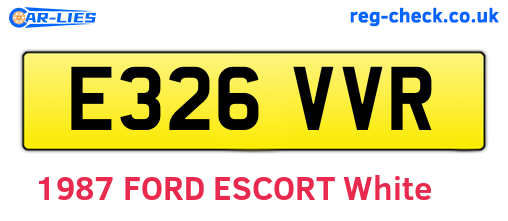 E326VVR are the vehicle registration plates.