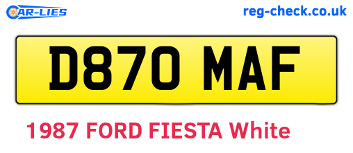 D870MAF are the vehicle registration plates.