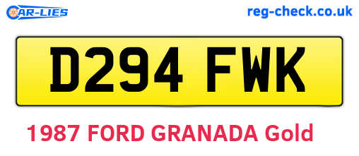 D294FWK are the vehicle registration plates.