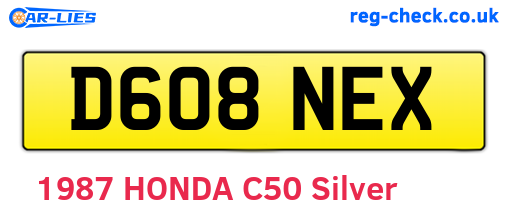 D608NEX are the vehicle registration plates.