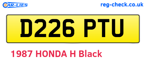 D226PTU are the vehicle registration plates.