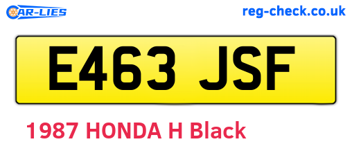 E463JSF are the vehicle registration plates.