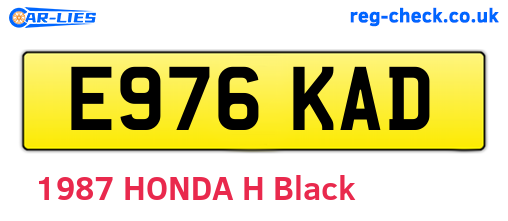 E976KAD are the vehicle registration plates.