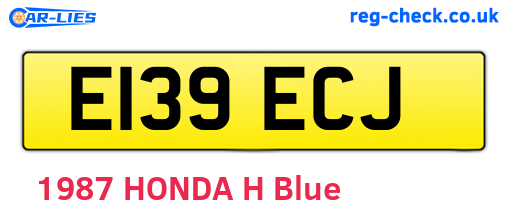 E139ECJ are the vehicle registration plates.