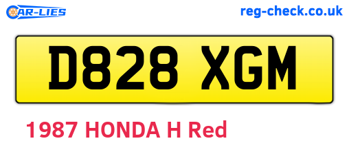 D828XGM are the vehicle registration plates.