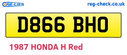 D866BHO are the vehicle registration plates.