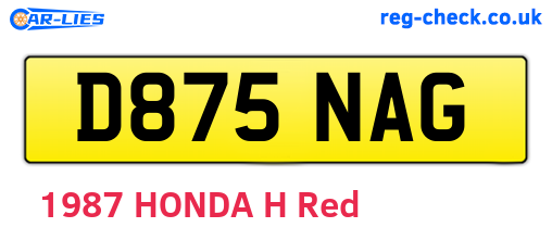 D875NAG are the vehicle registration plates.