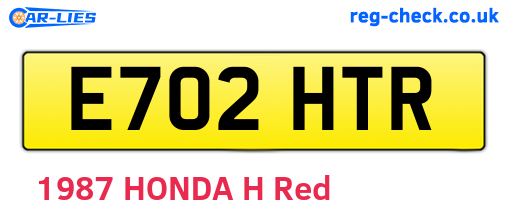 E702HTR are the vehicle registration plates.