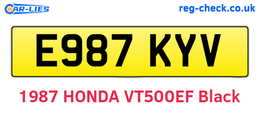 E987KYV are the vehicle registration plates.