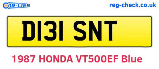 D131SNT are the vehicle registration plates.