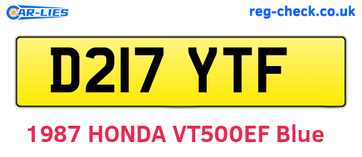 D217YTF are the vehicle registration plates.