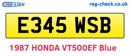 E345WSB are the vehicle registration plates.