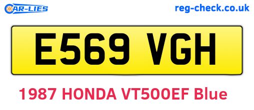 E569VGH are the vehicle registration plates.