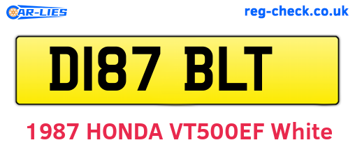 D187BLT are the vehicle registration plates.