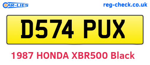 D574PUX are the vehicle registration plates.