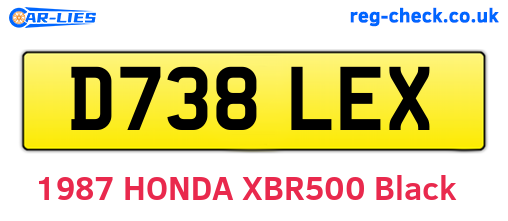 D738LEX are the vehicle registration plates.