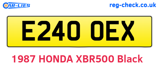 E240OEX are the vehicle registration plates.