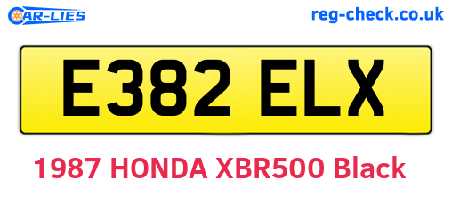 E382ELX are the vehicle registration plates.