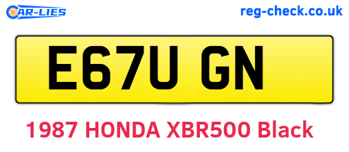 E67UGN are the vehicle registration plates.