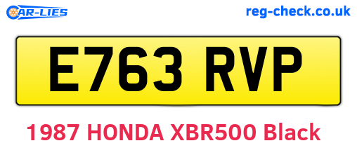 E763RVP are the vehicle registration plates.