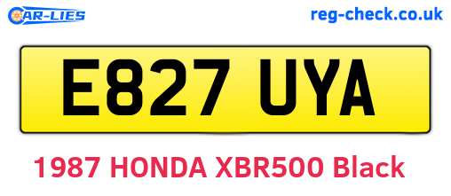 E827UYA are the vehicle registration plates.