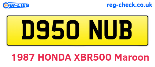 D950NUB are the vehicle registration plates.