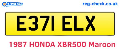 E371ELX are the vehicle registration plates.