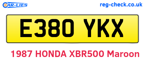 E380YKX are the vehicle registration plates.