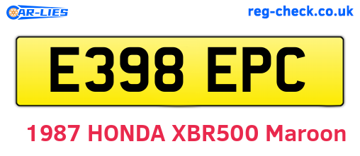 E398EPC are the vehicle registration plates.