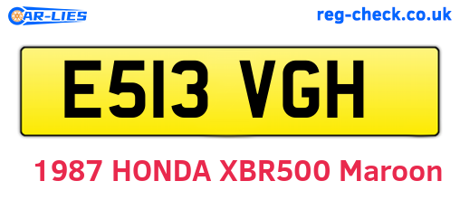 E513VGH are the vehicle registration plates.