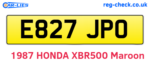 E827JPO are the vehicle registration plates.