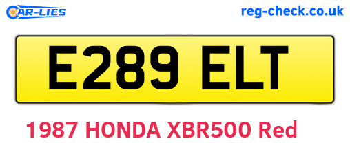 E289ELT are the vehicle registration plates.