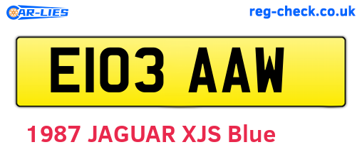 E103AAW are the vehicle registration plates.