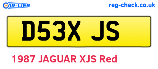 D53XJS are the vehicle registration plates.