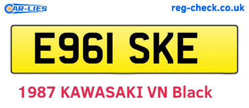 E961SKE are the vehicle registration plates.