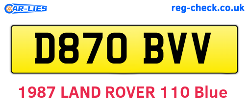 D870BVV are the vehicle registration plates.