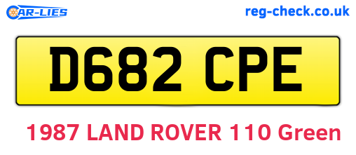 D682CPE are the vehicle registration plates.