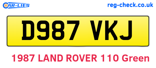D987VKJ are the vehicle registration plates.