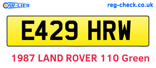 E429HRW are the vehicle registration plates.