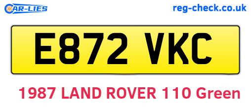 E872VKC are the vehicle registration plates.