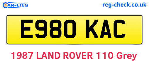 E980KAC are the vehicle registration plates.